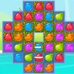 カラフルな果物が並んだ正方形のパズルボード。