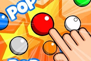 指で赤いボールをタッチする様子が描かれたカラフルなイラスト。