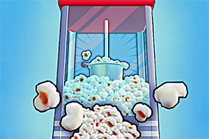 ポップコーンが弾ける赤い屋根のポップコーンメーカー。