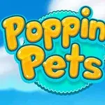 青空と白い雲を背景に、黄色の太字で「Popping Pets」と書かれたロゴ。