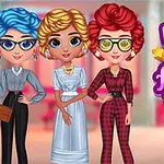 3人のカラフルな髪の女性がファッションを披露し、ポップな80年代スタイルの背景と「Popular 80s Fashion Trends」というテキストが表示されている。