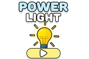 電球のイラストと「POWER LIGHT」のテキストが描かれた画像。
