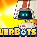 ロボットキャラクターが明るい背景の前に立っており、下部に「PowerBots」というタイトルが表示されている。