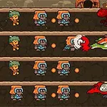 地下のトンネルでアイテムを集めるキャラクターとドラゴンが並ぶシーン。