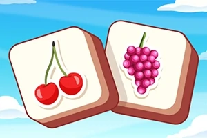 白い背景に赤いサクランボと紫のブドウが描かれた2枚の正方形のカード。