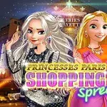 2人のアニメ風のプリンセスが夜のライトアップされた建物の前に立っている。