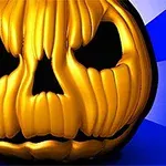 ジャックオランタンの顔をした明るいオレンジ色のかぼちゃ。