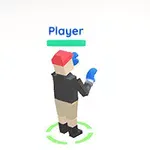 青い手袋をつけたキャラクターと赤い防具をつけたキャラクターが向かい合っている。