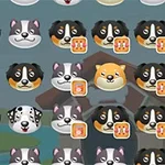 犬の顔のアイコンが並んでいるパズル風の画像。