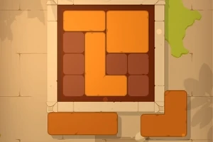 パズルピースが枠の中で組み合わさった正方形のブロック配置。