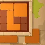 パズルピースが枠の中で組み合わさった正方形のブロック配置。