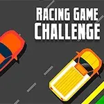 オレンジ色と黄色の車が灰色の道路を走行しているイラスト。