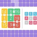 カラフルな数字と文字のタイルが並んだパズル。
