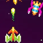 ピクセルアートスタイルで描かれたスペースシップとエイリアンキャラクターの画像。