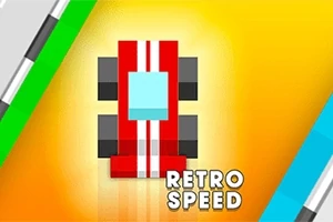 赤いレーシングカーが黄色の背景に配置され、「RETRO SPEED」の文字が表示されている。