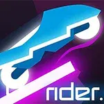青い近未来的な車が傾斜のあるトラックを走るイラスト。