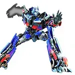 青と赤の巨大なロボットがポーズをとっている。