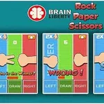 青い背景に、お互いの手でグー、チョキ、パーを出している3枚のカードが並んでいるデザイン。