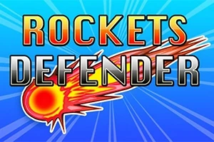 青い背景に、赤い彗星のイラストと「Rockets Defender」という文字。