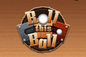 木製の背景に「Roll this Ball」と書かれたメタリックなロゴが配置された画像。