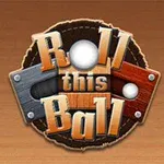 木製の背景に「Roll this Ball」と書かれたメタリックなロゴが配置された画像。