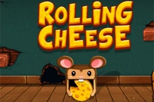 壁に「ROLLING CHEESE」と書かれた文字と、前面にチーズを持つネズミのキャラクター。
