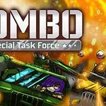 爆発の中でグリーンの車両から顔を出す紫色の髪の人物と上部のロゴ。