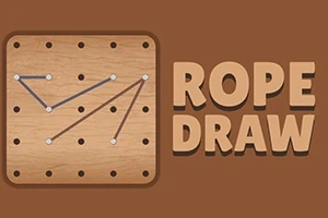 木製のボードに配置されたピンとそれを結ぶロープ、横に「ROPE DRAW」という文字。