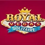 赤い背景にゴールドの冠をあしらった「ROYAL VEGAS SOLITAIRE」の豪華なロゴ。