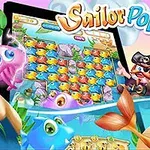 カラフルな魚が並ぶ画面を背景に、青い髪の人魚と海賊が描かれたイラスト。