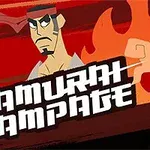 赤い背景に侍のキャラクターが描かれ、剣を持っている。
