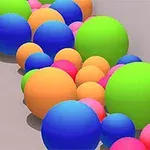 カラフルなボールが通路を埋め尽くしている様子。