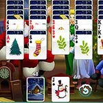 サンタクロースとトランプカードが並べられたクリスマスがテーマの画面。