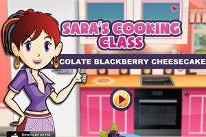 アニメーション風の女性キャラクターがキッチンに立っており、背景に「SARAS COOKING CLASS」の文字が表示されている。