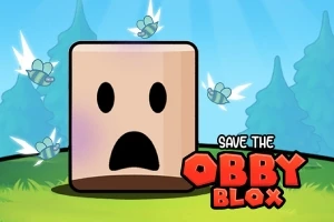 顔が描かれたブロックと空を飛ぶ虫がいるカートゥーン風の背景イラスト。