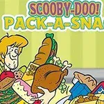 キャラクターが食べ物を持って楽しげに微笑んでいるイラスト。