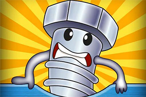 ネジのキャラクターが腕を広げて驚いた表情をしているイラスト。