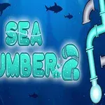 青い海の背景に、魚たちとパイプが描かれ、中央に「SEA PLUMBER 2」と大きく表示されています。