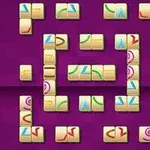 紫色の背景にカラフルなシンボルが描かれたタイルが並べられている。
