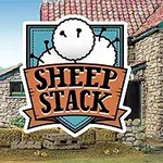 牧場風景の中で羊が縦に積み上がったイラストと「SHEEP STACK」の文字。