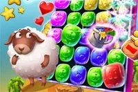 かわいいマッチ3ゲームで、世界を旅する子羊に参加しよう！