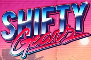 ピンクと青のグラデーション背景に「SHIFTY Gears」というスタイリッシュなテキスト。