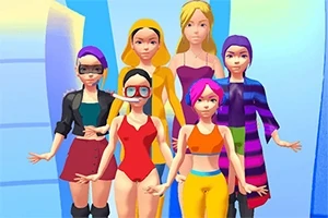 6人のカラフルな服を着たキャラクターが並んでいる。