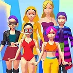 6人のカラフルな服を着たキャラクターが並んでいる。
