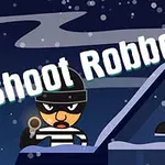 強盗のイラストと「Shoot Robbers」というテキストが夜空の背景に描かれている。