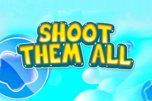 青い背景に黄色で「SHOOT THEM ALL」という文字が描かれている。