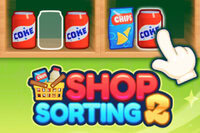 忙しい店で乱雑な棚を整理するパズルゲーム