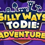 紫色の背景に、城やコウモリ型のシルエットをバックにした「Silly Ways To Die: Adventure 2」という文字のロゴ。