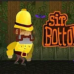 黄色の探検家の服を着たキャラクターが密林の中を歩いているシーン。