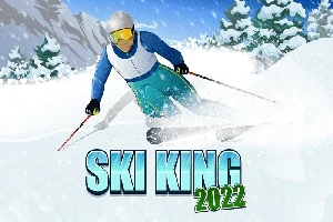 スキー選手が雪山を滑降している様子と「SKI KING 2022」のタイトル。